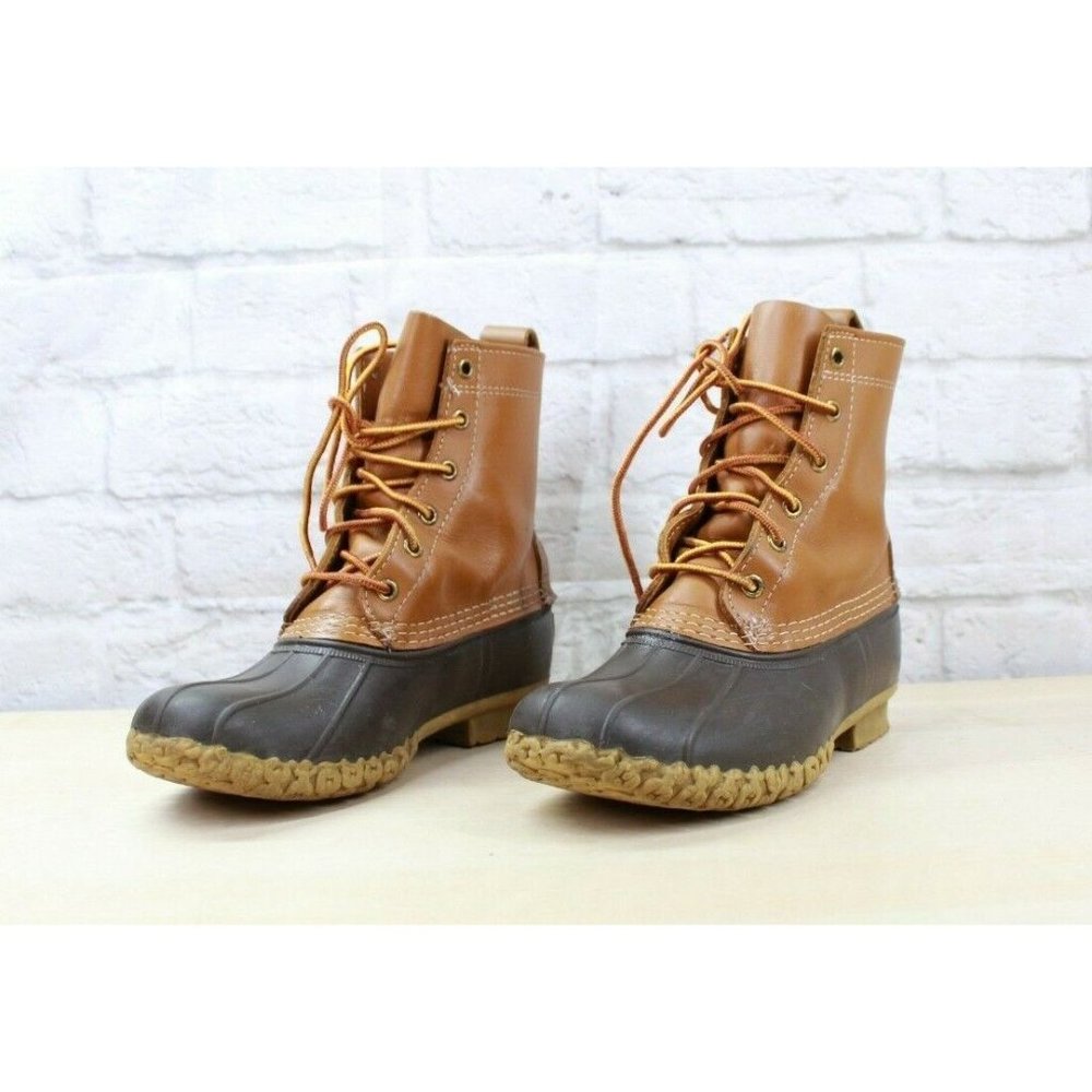 LL Bean Women's 8" Thinsulate Lined Brown Leather Waterproof Duck Boots Size 6 M - Picture 3 of 9